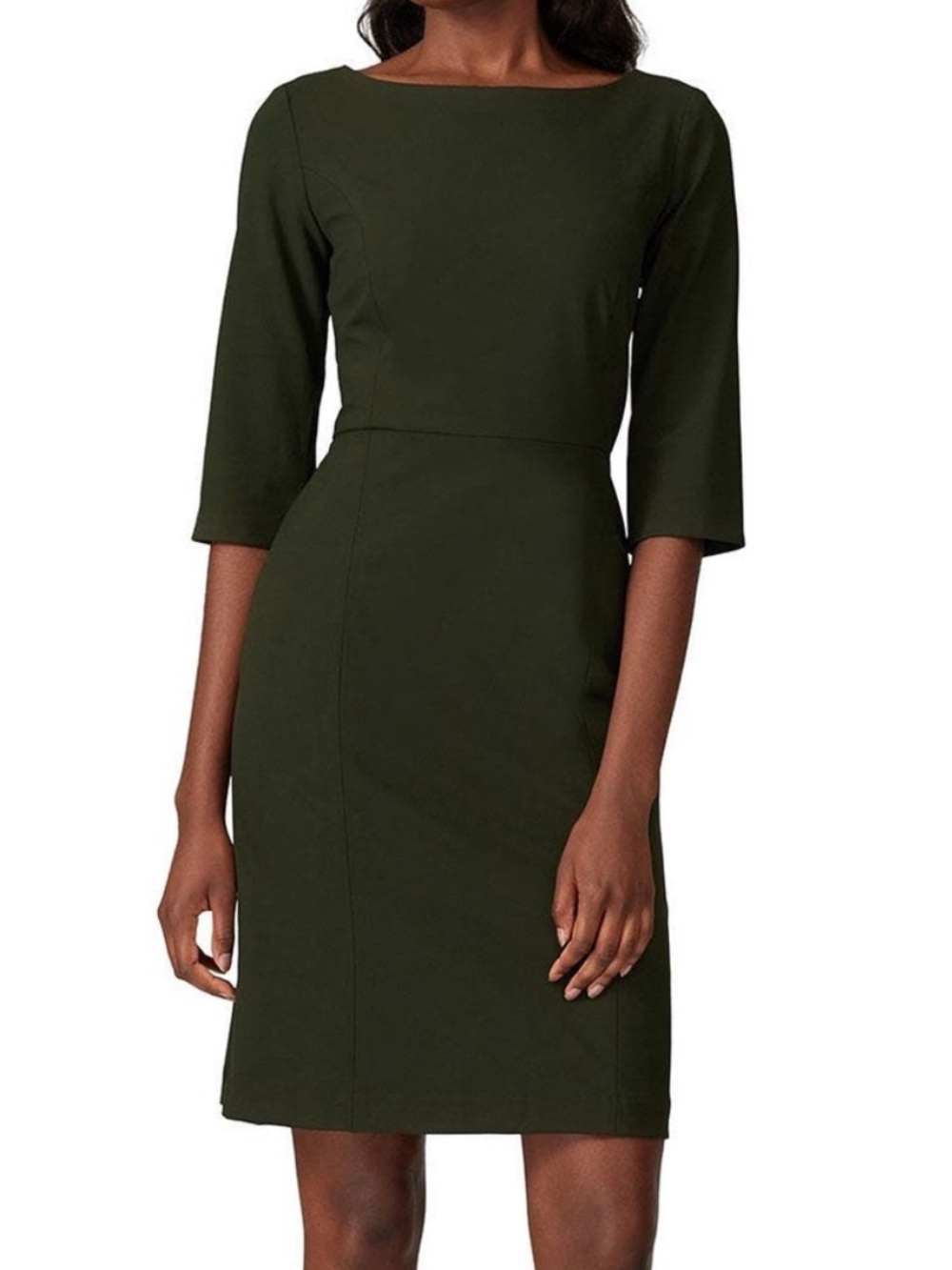 Of Mercer Madision Dark Knee Length Emerald Green Dress Size 22W 3/4 Sleeve